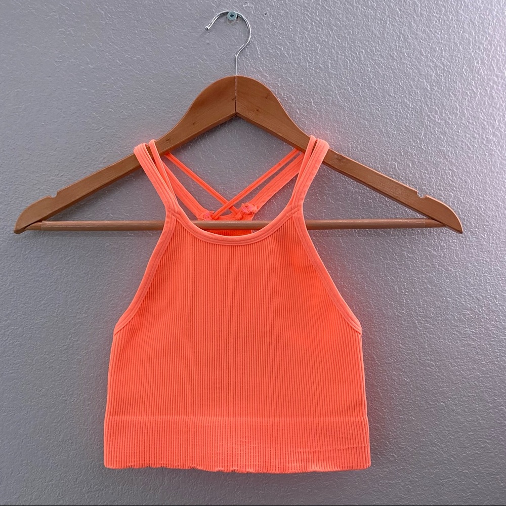 NWOT Free People Movement Happiness Runs Bra, Sports Bra Size M/L, Neon Orange